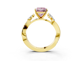 Yellow gold Fancy Pink Princess  Diamond Floral Vine Solitaire Engagement Ring_3