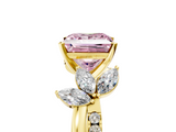 Yellow gold Fancy Pink Princess  Diamond Floral Vine Solitaire Engagement Ring_5