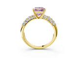 Yellow gold Fancy Pink Princess  Diamond Pavé Band Solitaire Ring with Four-Prong Setting_52