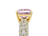 Yellow gold Fancy Pink Princess  Diamond Pavé Band Solitaire Ring with Four-Prong Setting_54