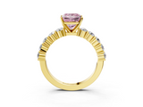 Yellow gold Fancy Pink Princess  Diamond Pavé Band Solitaire with Four-Prong Setting_3
