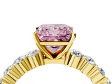Yellow gold Fancy Pink Princess  Diamond Pavé Band Solitaire with Four-Prong Setting_4
