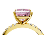 Yellow gold Fancy Pink Princess  Diamond Pavé Band Solitaire with Four-Prong Setting_4
