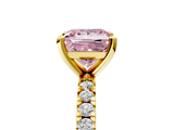 Yellow gold Fancy Pink Princess  Diamond Pavé Band Solitaire with Four-Prong Setting_5