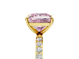 Yellow gold Fancy Pink Princess  Diamond Pavé Band with Six-Prong Setting_36