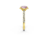 Yellow gold Fancy Pink Princess  Diamond Pave Band with Floral Prong Setting_29