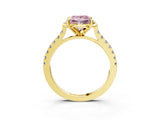 Yellow gold Fancy Pink Princess  Diamond Pave Band with Floral Prong Setting_30
