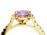 Yellow gold Fancy Pink Princess  Diamond Pave Band with Floral Prong Setting_31