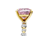 Yellow gold Fancy Pink Princess  Diamond Prong Set Engagement Ring with Pave Band_5