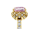 Yellow gold Fancy Pink Princess  Diamond Solitaire Ring with Shared Prong Pavé Band_34