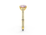 Yellow gold Fancy Pink Princess  Diamond Solitaire with Pave Band and Six-Prong Setting_2