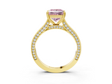 Yellow gold Fancy Pink Princess  Diamond Solitaire with Pave Band and Six-Prong Setting_3