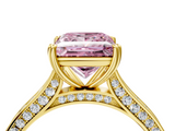 Yellow gold Fancy Pink Princess  Diamond Solitaire with Pave Band and Six-Prong Setting_4