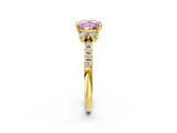 Yellow gold Fancy Pink Princess  Diamond Three-Stone Pave Band with Four-Prong Setting_2