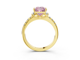Yellow gold Fancy Pink Princess  Diamond Three-Stone Pave Band with Four-Prong Setting_3