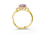 Yellow gold Fancy Pink Princess  Diamond Three-Stone Ring with Trapezoid Side Stones and Prong Setting_3