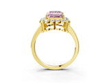 Yellow gold Fancy Pink Princess  Halo Cluster Diamond Engagement Ring with Solitaire Band and Prong Setting_49