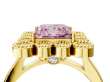 Yellow gold Fancy Pink Princess  Halo Diamond Cluster Engagement Ring with Milgrain Bezel Setting and Solitaire Band_31