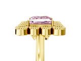Yellow gold Fancy Pink Princess  Halo Diamond Cluster Engagement Ring with Milgrain Bezel Setting and Solitaire Band_32