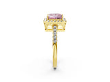Yellow gold Fancy Pink Princess  Halo Diamond Engagement Ring with Pavé Band and Four-Prong Setting_29