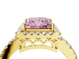 Yellow gold Fancy Pink Princess  Halo Diamond Engagement Ring with Pavé Band and Four-Prong Setting_31