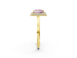 Yellow gold Fancy Pink Princess  Halo Diamond Engagement Ring with Solitaire Band and Four-Prong Setting_2