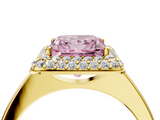 Yellow gold Fancy Pink Princess  Halo Diamond Engagement Ring with Solitaire Band and Four-Prong Setting_4