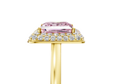 Yellow gold Fancy Pink Princess  Halo Diamond Engagement Ring with Solitaire Band and Four-Prong Setting_5