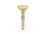 Yellow gold Fancy Pink Princess  Halo Diamond Engagement Ring with Split Shank and Four-Prong Setting 2