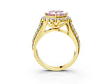 Yellow gold Fancy Pink Princess  Halo Diamond Engagement Ring with Split Shank and Prong Setting_32