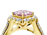 Yellow gold Fancy Pink Princess  Halo Diamond Engagement Ring with Split Shank and Prong Setting_33