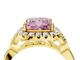 Yellow gold Fancy Pink Princess  Halo Diamond Engagement Ring with Vintage-Inspired Band and Four-Prong Setting_7