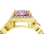 Yellow gold Fancy Pink Princess  Halo Diamond Floral Band with Four-Prong Setting_39