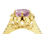 Yellow gold Fancy Pink Princess  Halo Diamond Floral Split Shank Engagement Ring 5
