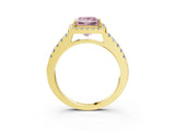 Yellow gold Fancy Pink Princess  Halo Diamond Pavé Solitaire Ring_42