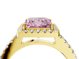 Yellow gold Fancy Pink Princess  Halo Diamond Pavé Solitaire Ring_55