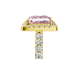 Yellow gold Fancy Pink Princess  Halo Diamond Pavé Solitaire Ring_56