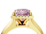 Yellow gold Fancy Pink Princess  Halo Diamond Ring with Cathedral Band and Four-Prong Setting_33