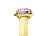 Yellow gold Fancy Pink Princess  Halo Diamond Ring with Cathedral Band and Four-Prong Setting_34