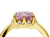 Yellow gold Fancy Pink Princess  Halo Diamond Ring with Round Cluster Setting, Solitaire Band, and Four-Prong Setting_38