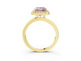 Yellow gold Fancy Pink Princess  Halo Diamond Solitaire with Pavé Band and Four-Prong Setting_19