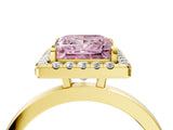 Yellow gold Fancy Pink Princess  Halo Diamond Solitaire with Pavé Band and Four-Prong Setting_20