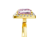 Yellow gold Fancy Pink Princess  Halo Diamond Solitaire with Pavé Band and Four-Prong Setting_21