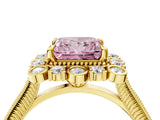 Yellow gold Fancy Pink Princess  Halo Milgrain Pave Diamond Ring with Four-Prong Setting 4
