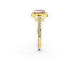 Yellow gold Fancy Pink Princess  Halo Pavé Diamond Engagement Ring with Bezel Setting_2