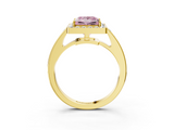 Yellow gold Fancy Pink Princess  Halo Pavé Diamond Engagement Ring with Bezel Setting_3