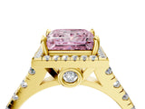 Yellow gold Fancy Pink Princess  Halo Pavé Diamond Engagement Ring with Four-Prong Setting_30