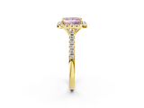 Yellow gold Fancy Pink Princess  Halo Pavé Diamond Engagement Ring with Four-Prong Setting_5