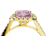 Yellow gold Fancy Pink Princess  Halo Pavé Diamond Engagement Ring with Four-Prong Setting_7