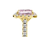 Yellow gold Fancy Pink Princess  Halo Pavé Diamond Engagement Ring with Four-Prong Setting_8